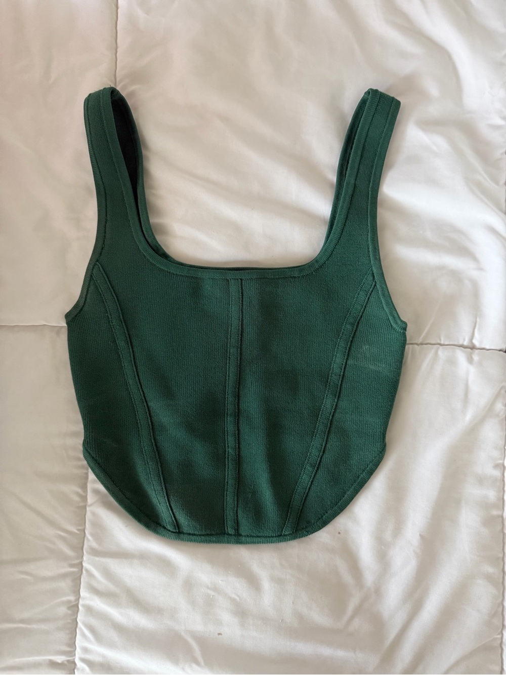 Aritzia Deep Green Square-Neck Crop Tank